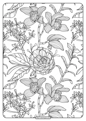 Free Printable Flower Pattern Coloring Page 03