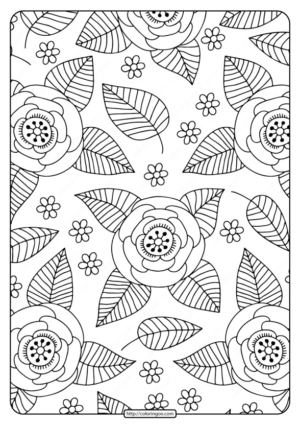 Free Printable Flower Pattern Coloring Page 08 1 Free Printable Flower Pattern Coloring Page 08