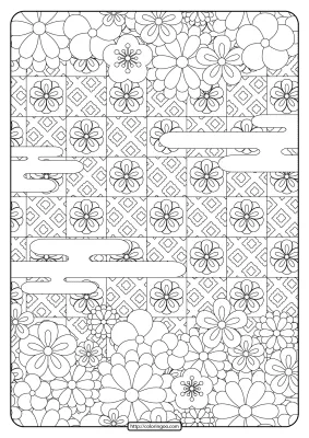 Free Printable Flower Pattern Coloring Page 15