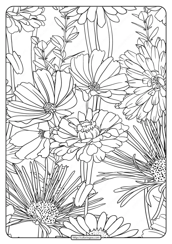 Free Printable Flower Pattern Coloring Page 20