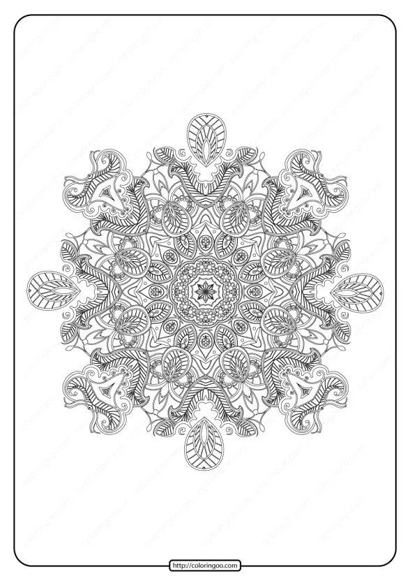 Free Printable Mandala Pattern Coloring Page 38