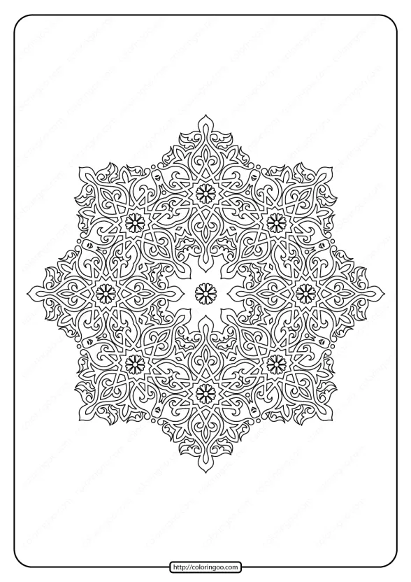 Free Printable Mandala Pattern Coloring Page 50