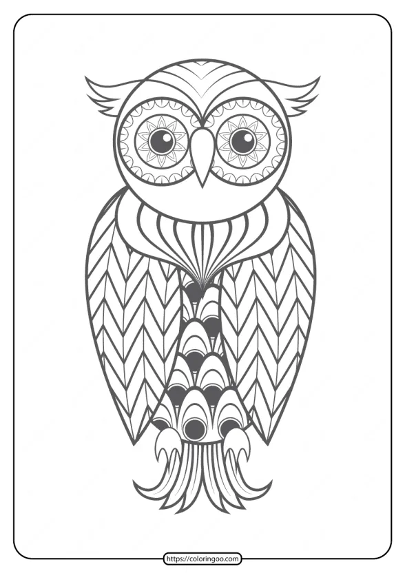 Free Printable Owl Pdf Animals Coloring Page 010