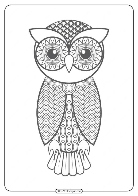 Free Printable Owl Pdf Animals Coloring Page 012