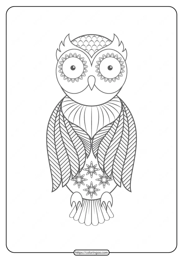 Free Printable Owl Pdf Animals Coloring Page 016