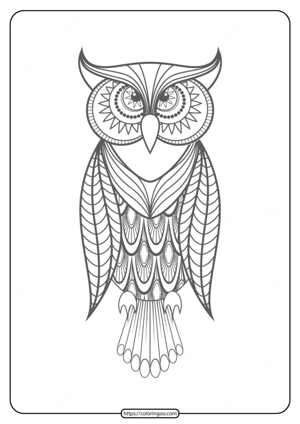 Free Printable Owl Pdf Animals Coloring Page 017