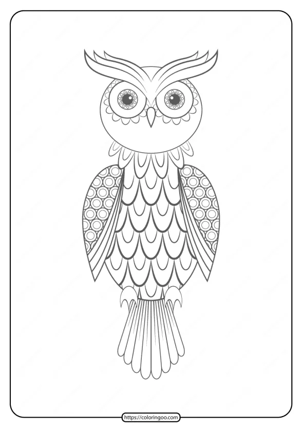 Free Printable Owl Pdf Animals Coloring Page 018