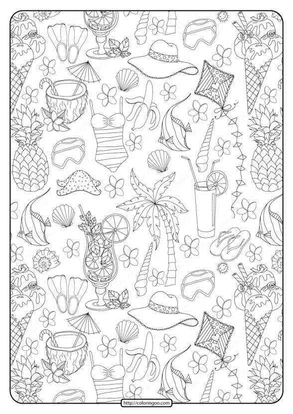 Free Printable Summer Collage Pdf Coloring Page 1 Free Printable Summer Collage Pdf Coloring Page