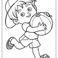 free printable a boy with ball pdf coloring page