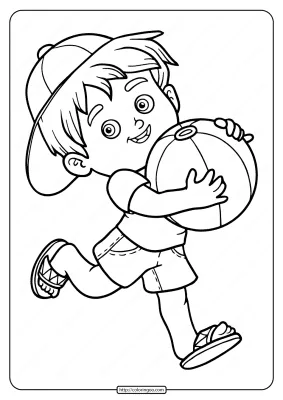 Free Printable A Boy Eith Ball Pdf Coloring Page