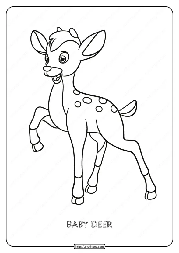Free Printable Baby Deer Pdf Coloring Page 1 free printable baby deer pdf coloring page