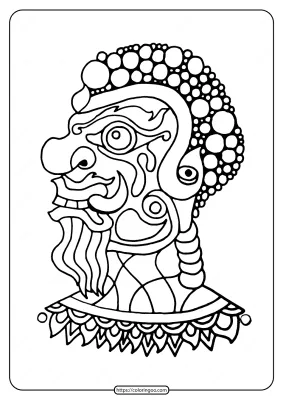 Free Printable Barong Mask Pdf Coloring Page