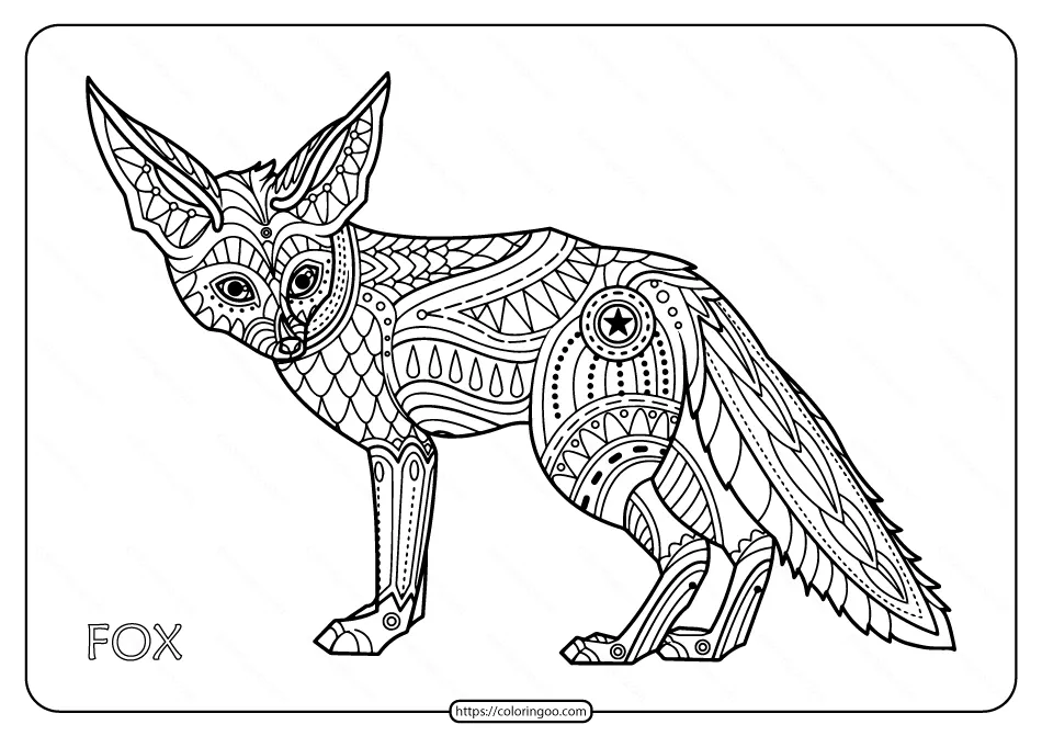 Free Printable Fox Hand Drawn Coloring Page 3 free printable fox hand drawn coloring page