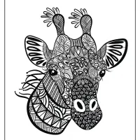 free printable giraffe adult coloring page