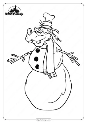 Free Printable Goofy a Snowman Pdf Coloring Page