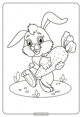 Free Printable Rabbit with Carrot Pdf Coloring Page