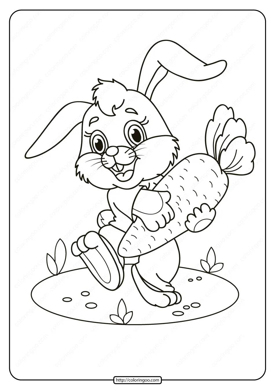 Free Printable Rabbit with Carrot Pdf Coloring Page 3 free printable rabbit with carrot pdf coloring page