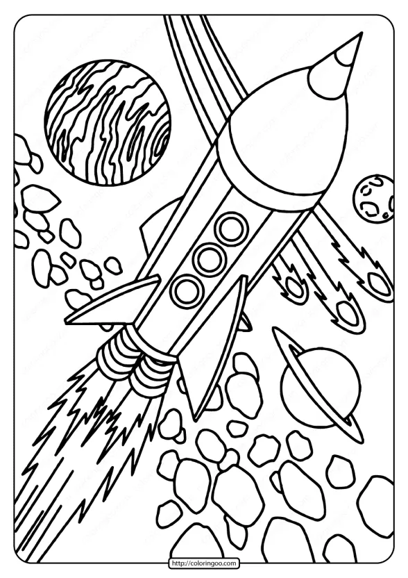 Free Printable Rocket in Space Pdf Coloring Page 1 free printable rocket in space pdf coloring page