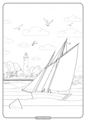 Free Printable Sailboat Pdf Coloring Page