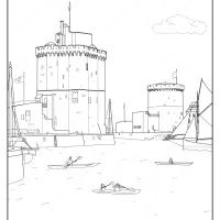 free printable seaside castle pdf coloring page