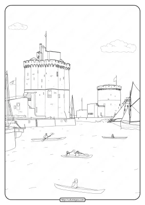 Free Printable Seaside Castle Pdf Coloring Page