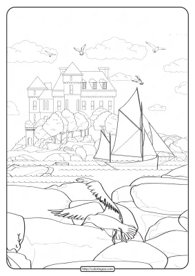 Free Printable Seaside Manor Pdf Coloring Page