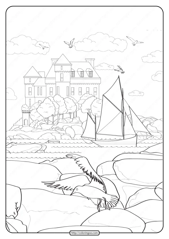 Free Printable Seaside Manor Pdf Coloring Page 1 free printable seaside manor pdf coloring page