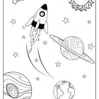 free printable space journey pdf coloring page