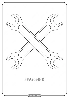 Free Printable Spanner Outline Pdf Coloring Page