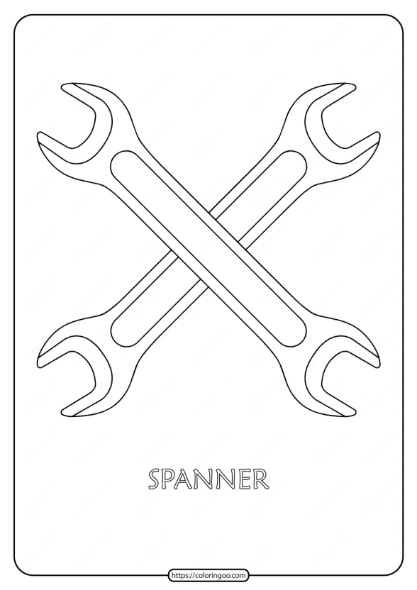 free printable spanner outline pdf coloring page