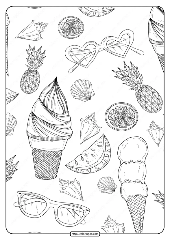 free printable summer patterns pdf coloring page