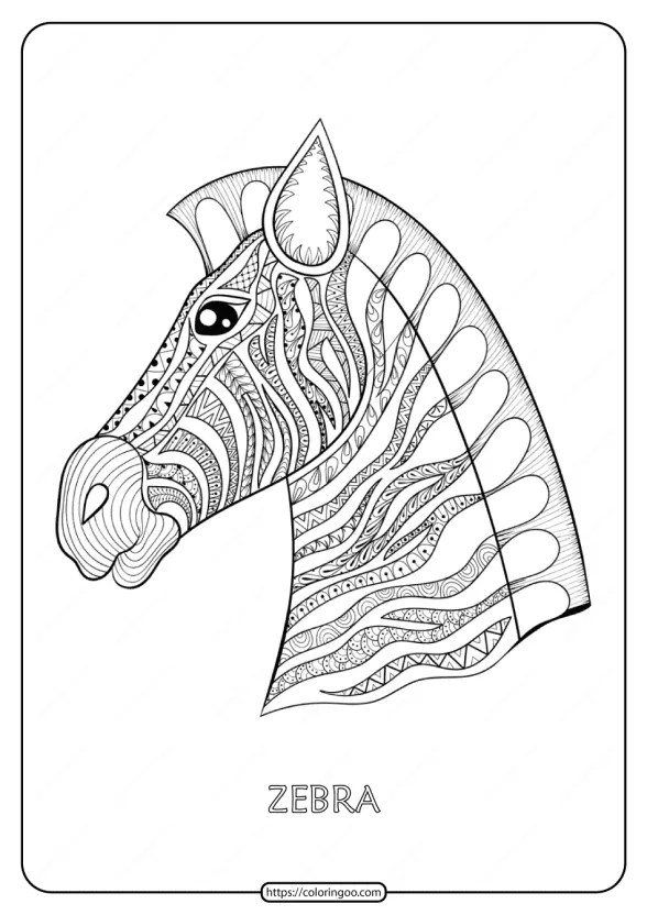 free printable zebra mandala coloring page