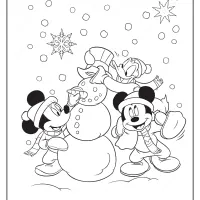 mickey minnie mouse donald duck and snowman coloring