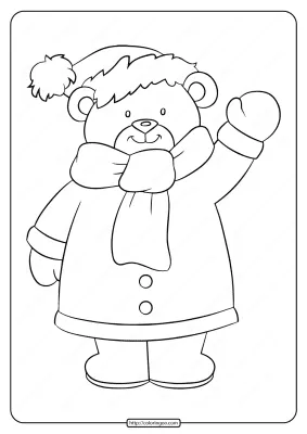 Printable a Cute Little Teddy Bear Pdf Coloring Page
