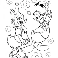 printable daisy and donald duck coloring page