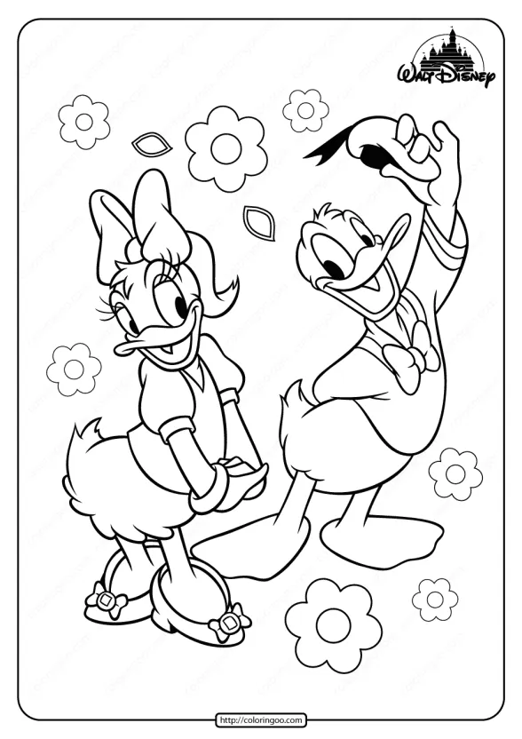 Printable Daisy and Donald Duck Coloring Page 1 printable daisy and donald duck coloring page
