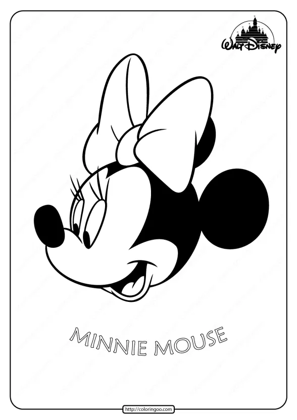 Printable Disney Minnie Mouse Head Coloring Page 1 printable disney minnie mouse head coloring page