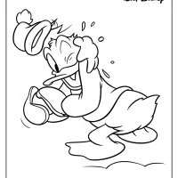 printable donald duck play snowball coloring page