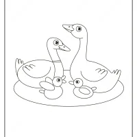 printable duck family in the lake coloring page