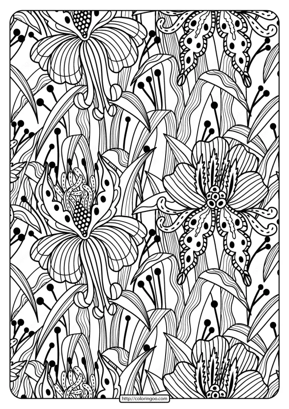 Printable Flower Pattern Coloring Page 02 1 printable flower pattern coloring page 02