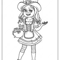 printable girl in st patricks day costume coloring page