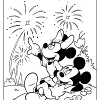 printable mickey minnie mouse fireworks coloring