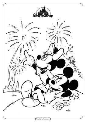 Printable Mickey Minnie Mouse Fireworks Coloring
