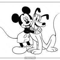 printable mickey mouse and pluto coloring page