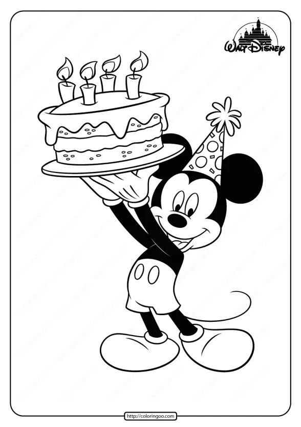 Printable Mickey Mouse Birthday Coloring Page 1 printable mickey mouse birthday coloring page