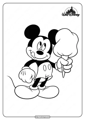 Printable Mickey Mouse Cotton Candy Coloring Page