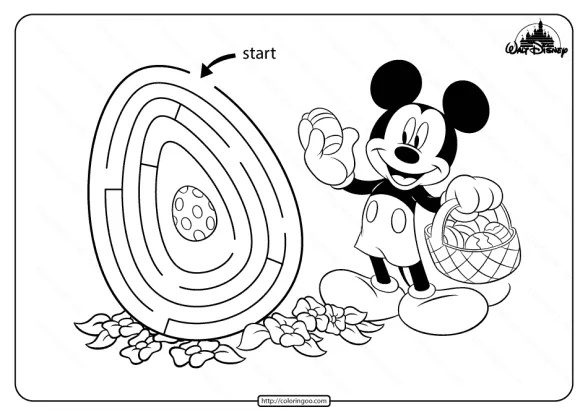 Printable Mickey Mouse Maze Game Coloring Page 1 printable mickey mouse maze game coloring page