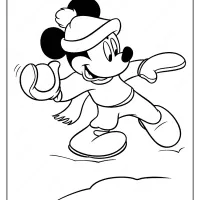 printable mickey mouse play snowball coloring page