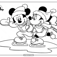 printable minnie mickey mouse ice skating coloring page