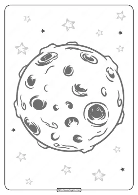 Printable Moon and Stars Pdf Coloring Page